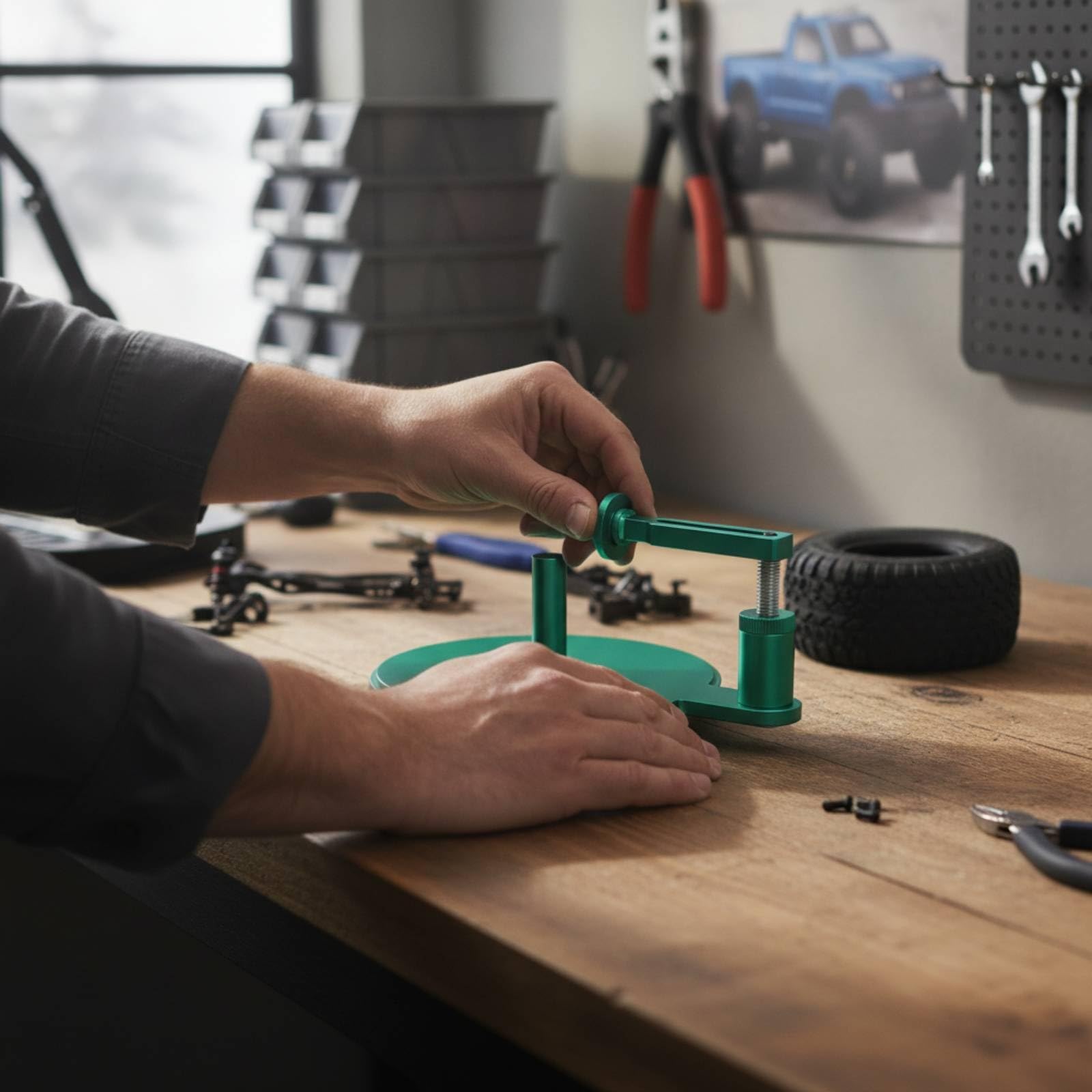 Stazione di Incollaggio Regolabile Supporto in Metallo Attrezzo per Modellisti, Officina RC, Modellismo, Nero