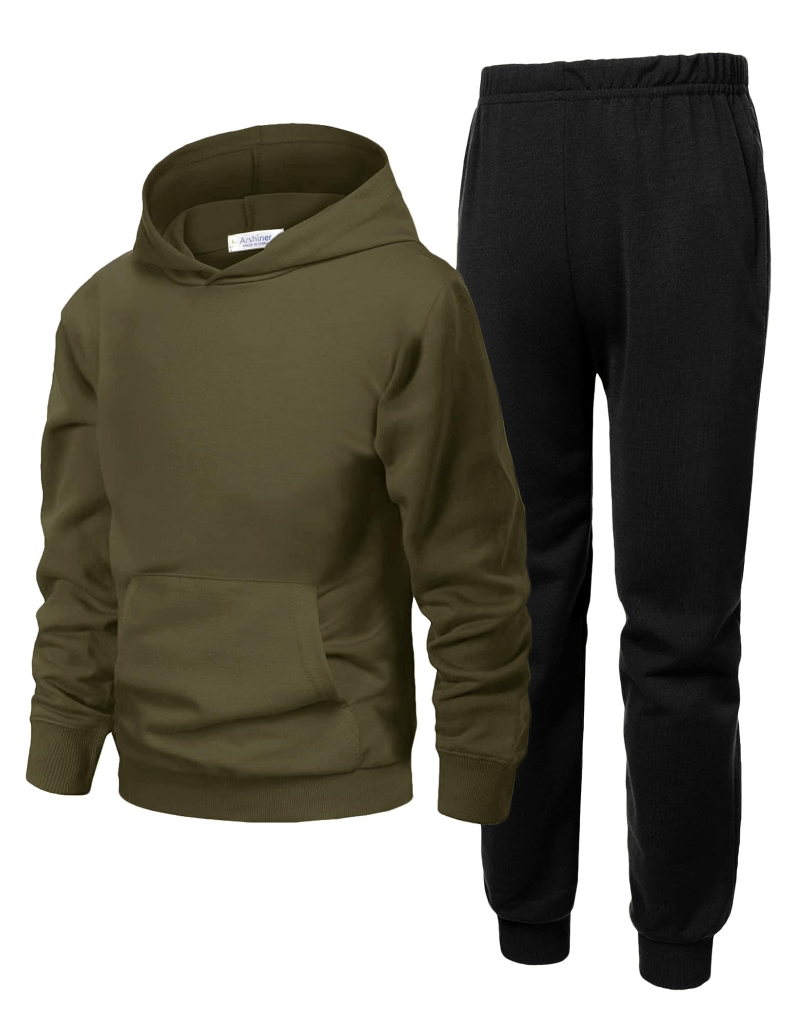Arshiner Boys Athletic Sweatsuit Pullover Hoodie Sweatshirt and Joggers Set