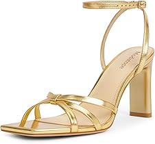 [60% off] Modatope Womens Sandals Square Open Toe Chunky High Heels Strappy Ankle Strap Sandals Comfort Dress Party Shoes