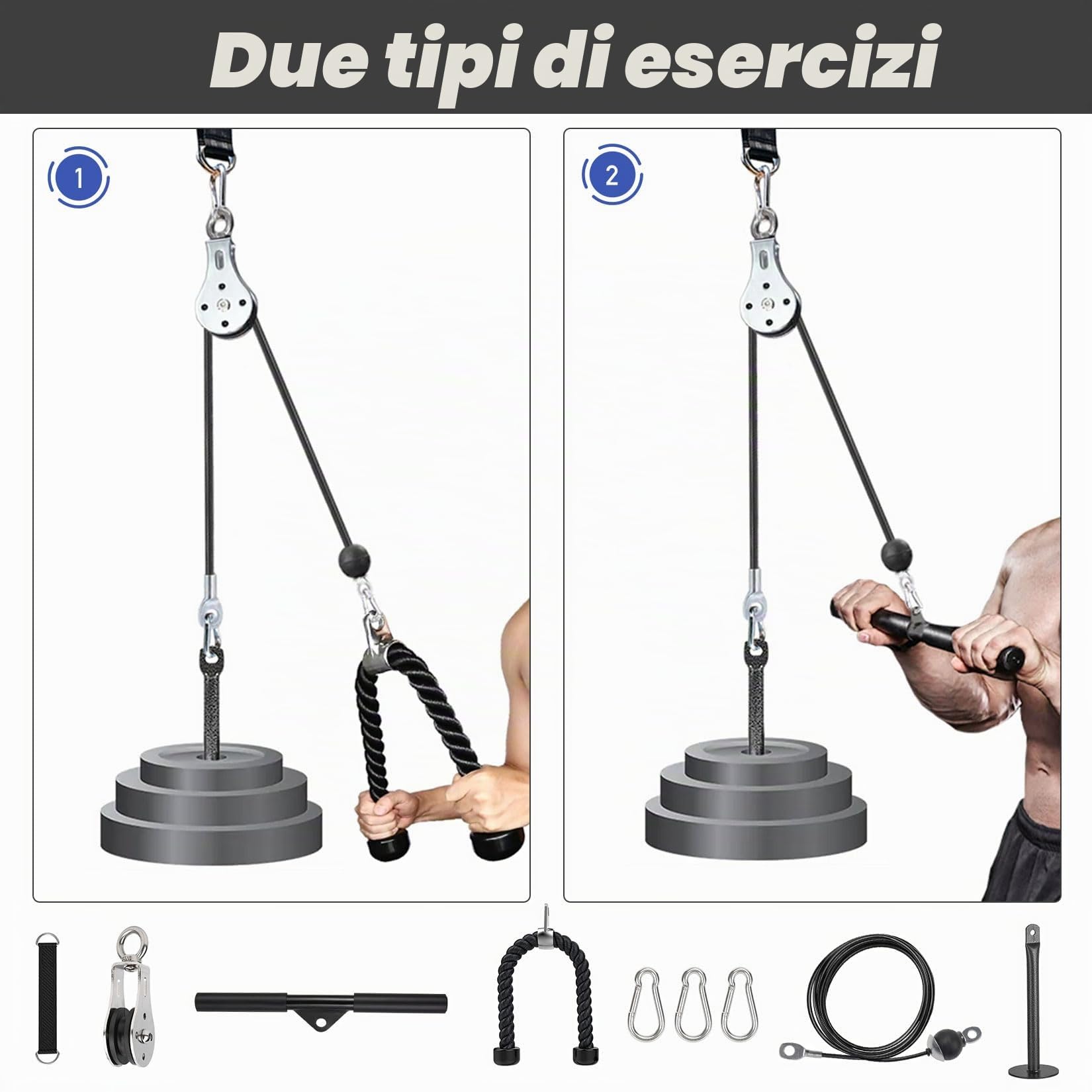 Carrucola Palestra, Cavi Palestra Home Gym con Trazione lat con Corda Palestra tTricipiti e Barra Dritta per Allenamento della Forza dell’upper Body