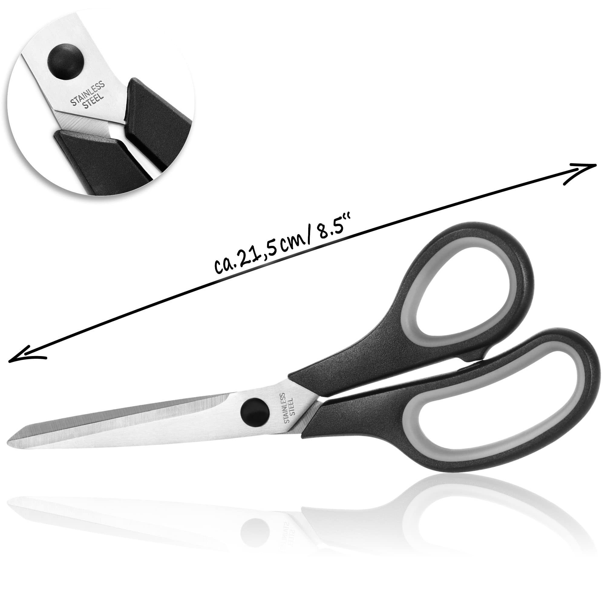 com-four® 30x Schere - große Küchenschere mit Komfortgriff - Bastelschere aus rostfreiem Edelstahl - Haushaltschere für Papier, Karton und Stoff - Schneiderschere - Allzweckschere (30x - M)