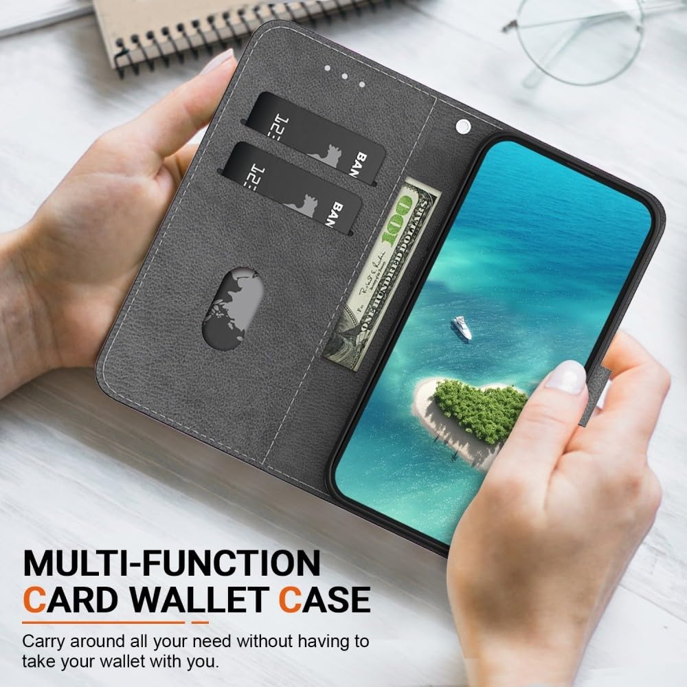 Generic Funda compatible con Samsung Galaxy S24 FE 5G (color: pluma de mariposa dorada) patrón cartera de cuero con tapa trasera magnética