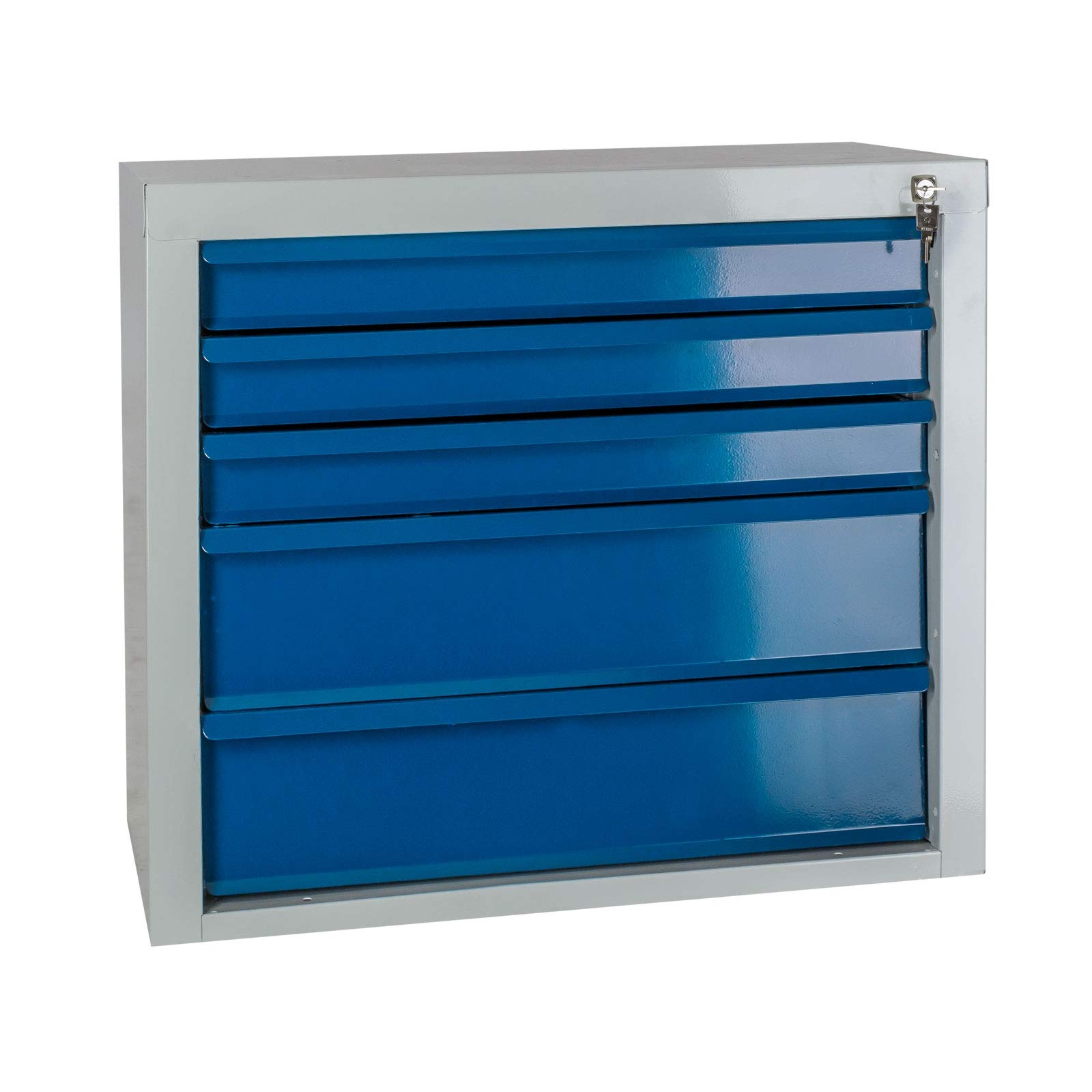 ADB RAL 7035/5012 - Cajonera de metal con 5 cajones, para taller, con revestimiento de polvo