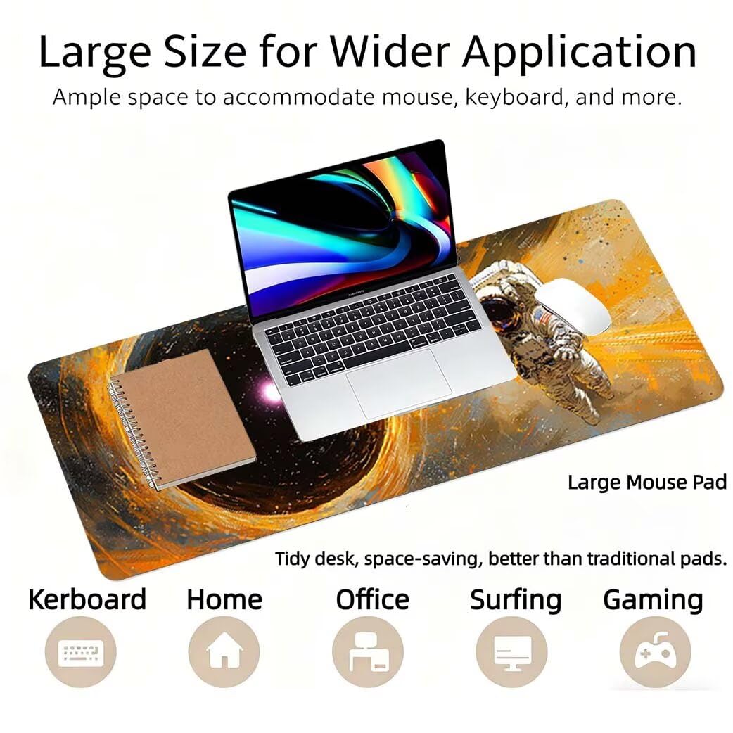 Lpfieonn Rosa Großes Schreibtischunterlage, XXL Schreibtischunterlagen, Schwarz XXL Wasserdicht Gaming Mousepad mit Vernähter Rand und Rutschfeste Gummibasis, für Laptop/Hause/Büro 120x60cm PF-2441
