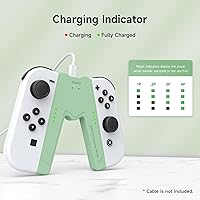 Vista 3 de JINGDU Switch Joy-Con - Empuñadura de carga compatible con Nintendo Switch estándar y modelo OLED, cargador de controlador JoyCon Switch con cable