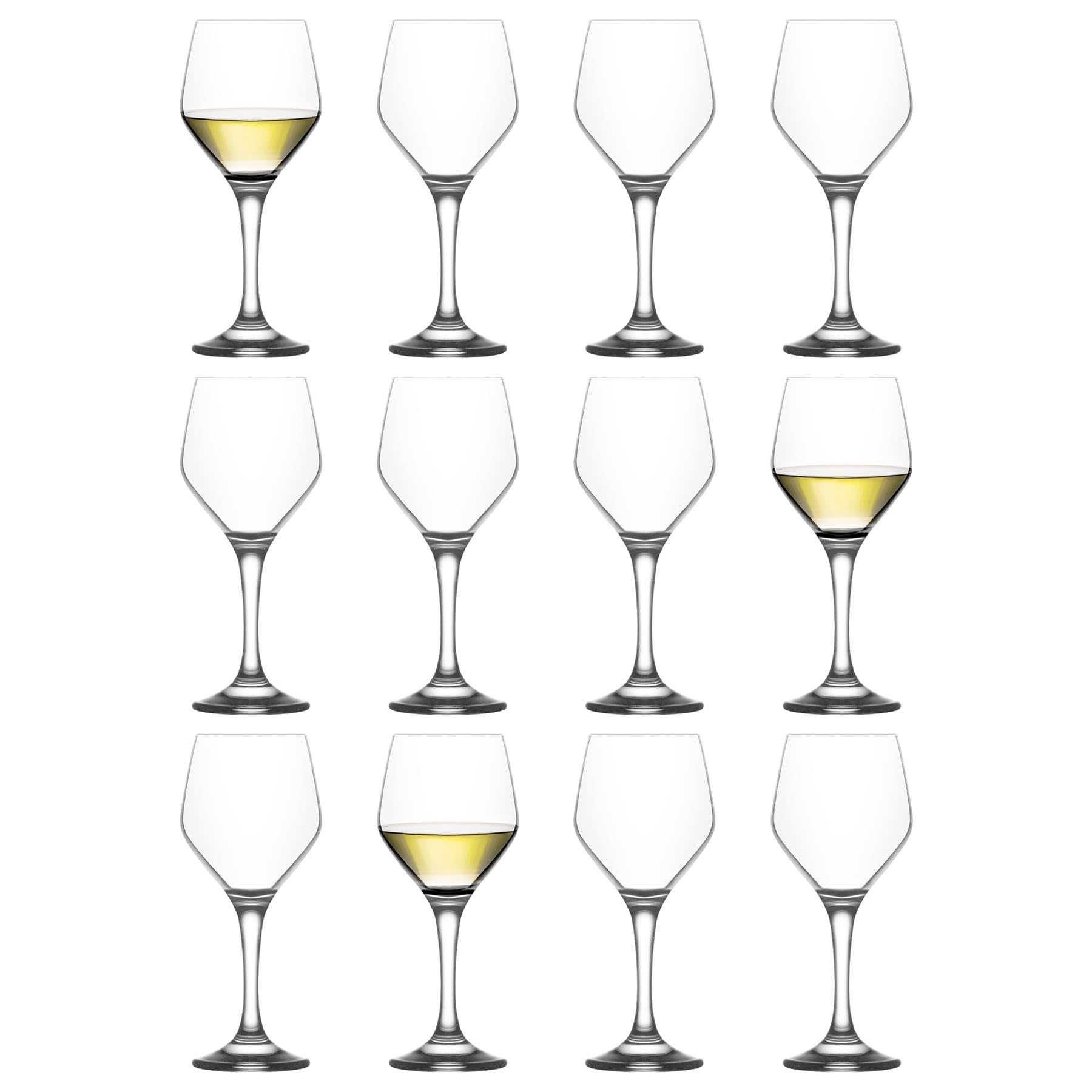LAV Lot de 12 Verres à vin Blanc Ella Transparents de 260 ML – Petit Verre Lavable au Lave-Vaisselle pour Mariage Noël fête d'anniversaire Verres à Boire Coffret Cadeau