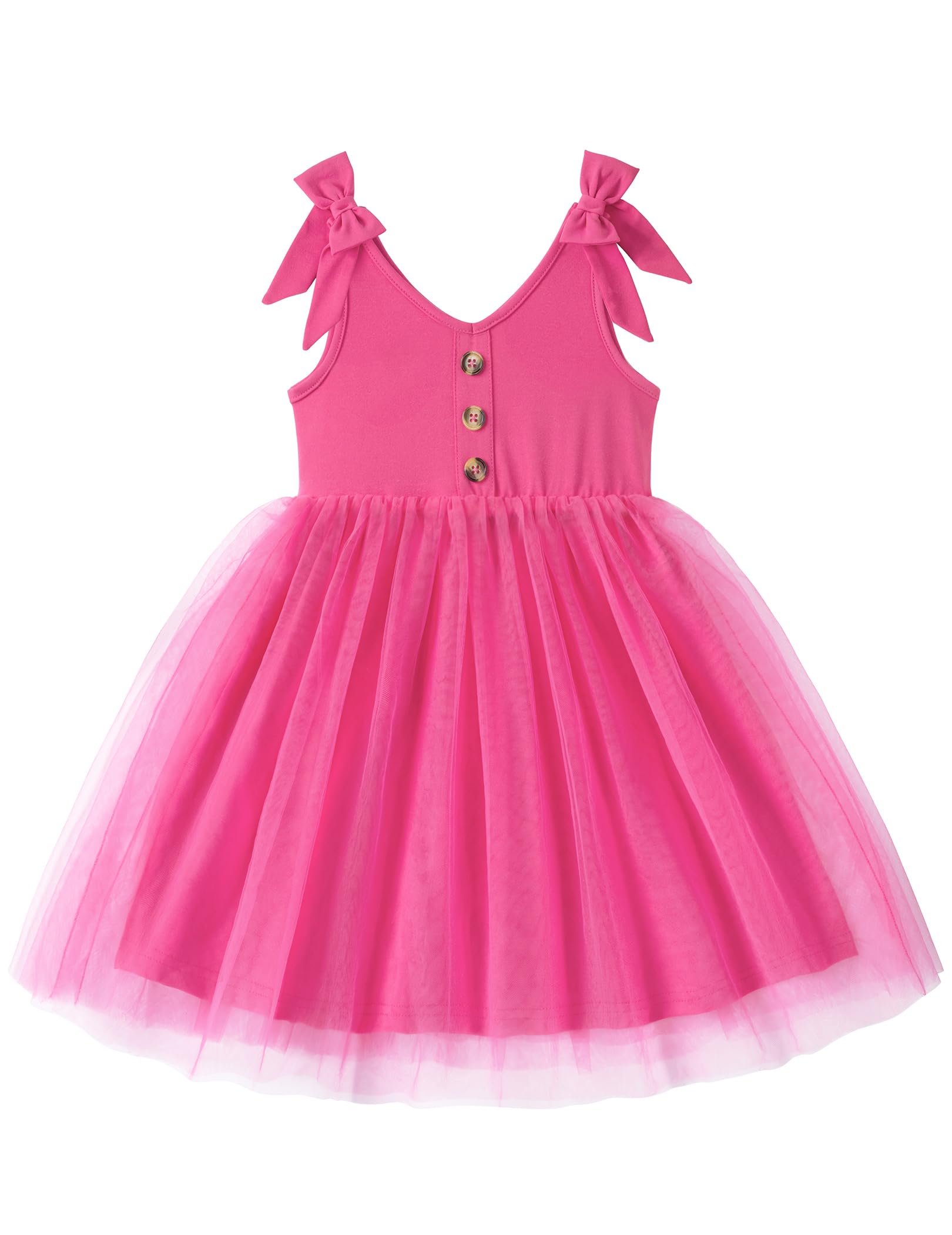 Toddler Girls Tutu Dress Bow Shoulder Tulle Sleeveless Dresses Summer Party Sundress for 2-8Y