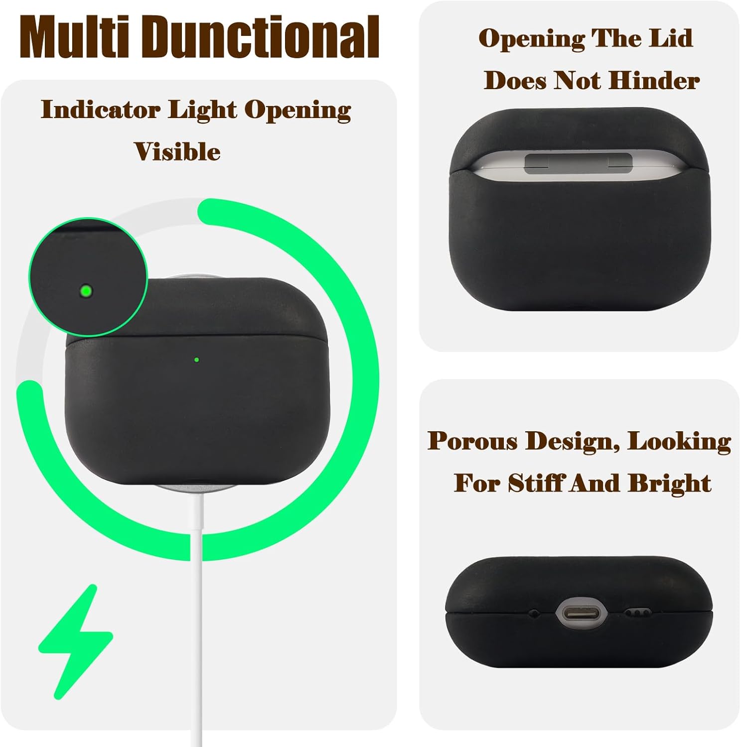 for AirPods Pro 3 (2025) 100% Genuine Leather Case,Crazy Horse Leather Vintage Case,Handmade Top,Hard Shell & Rich Patina,Wireless Charging,for AirPods Pro 3rd Gen (Black, No Rope)