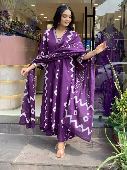 Image of KLOSIA Viscose Women Printed A-Line Kurta Pant with Dupatta