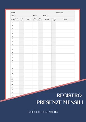 Registro presenze mensili: Formato A4 - 109 pagine