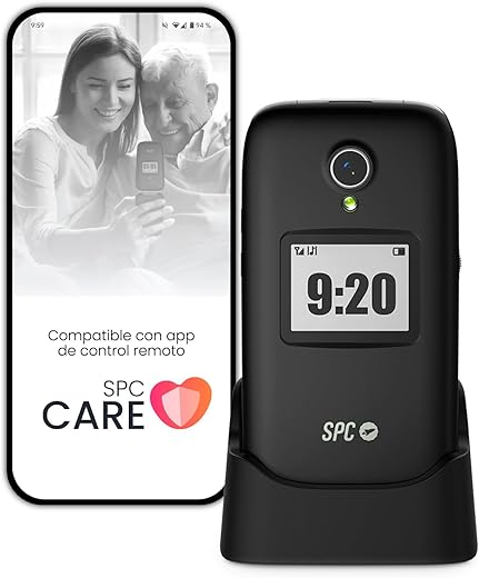 SPC Polaris - 4G Phone for Elderly with Big Keys and SOS Button | Compatible with SPC Care Remote Management App (iOS & Android), GPS Location and Security Alerts | Black