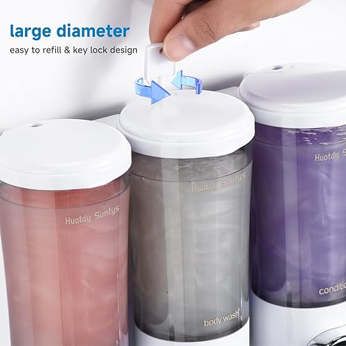 Miniatura 5 de Dispensador de champú y acondicionador, dispensador de jabón de ducha sin taladro, dispensador de ducha montado en la pared, dispensador de ducha de