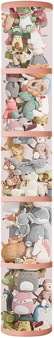 Stuffed Animal Storage Tube,Transparent Plush Toy Storage Tube Organizer, Large Toy Storage Display Tube With Lid