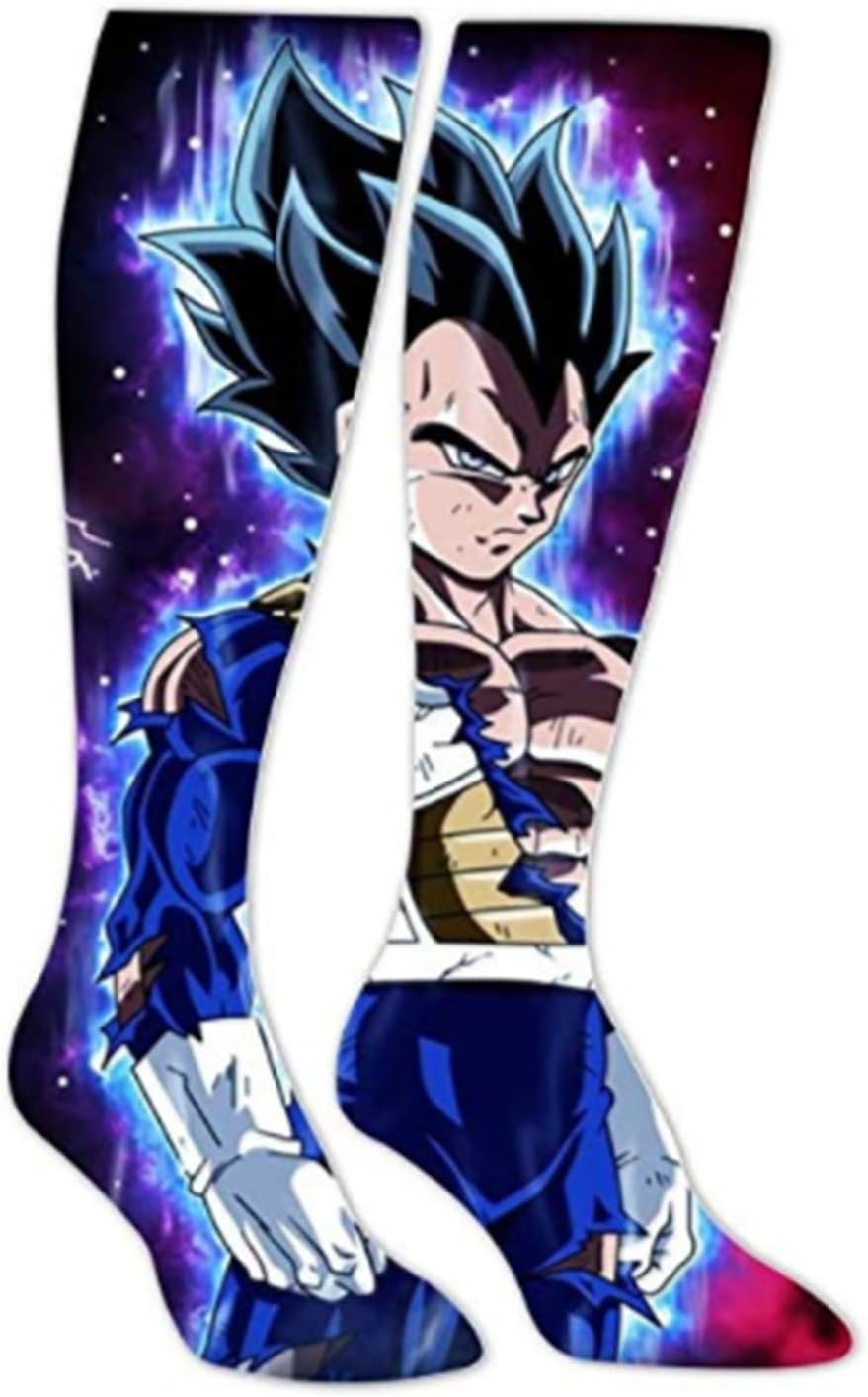 Unisex Blue Fusion Warrior Vegeta Long Socks Sport Socks Knee High Thigh Stockings