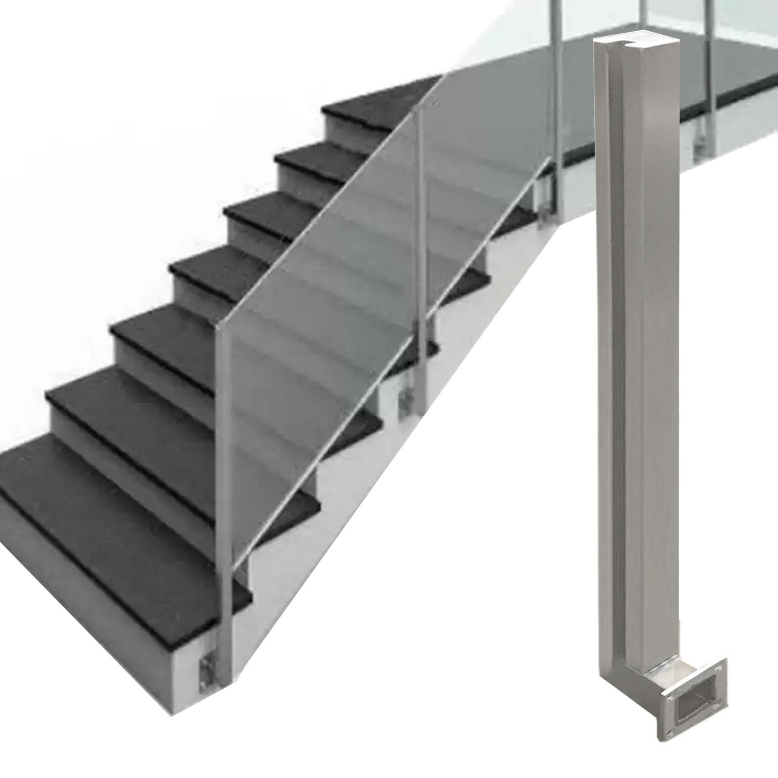 Poteau de balcon pour panneau en verre et aménagement de jardin moderne