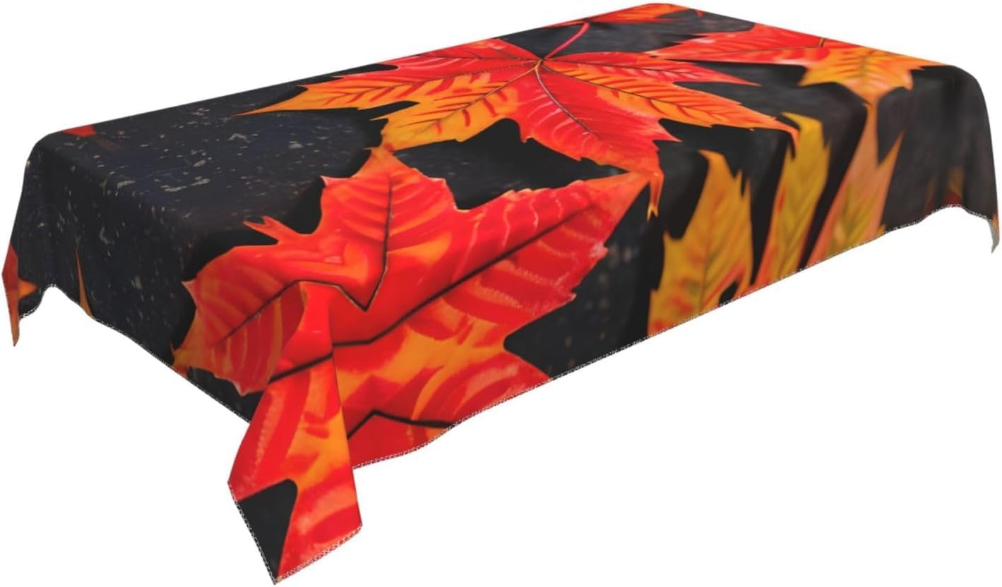 Tischdecke Abwaschbar Ahornblatt Outdoor Rechteckig 140x280 cm 3D Tischdecken Botanische Blätter Herbst, Tischtuch Ornamente Polyester Gartentischdecke 280x140 Tischwäsche Wetterfest a-947