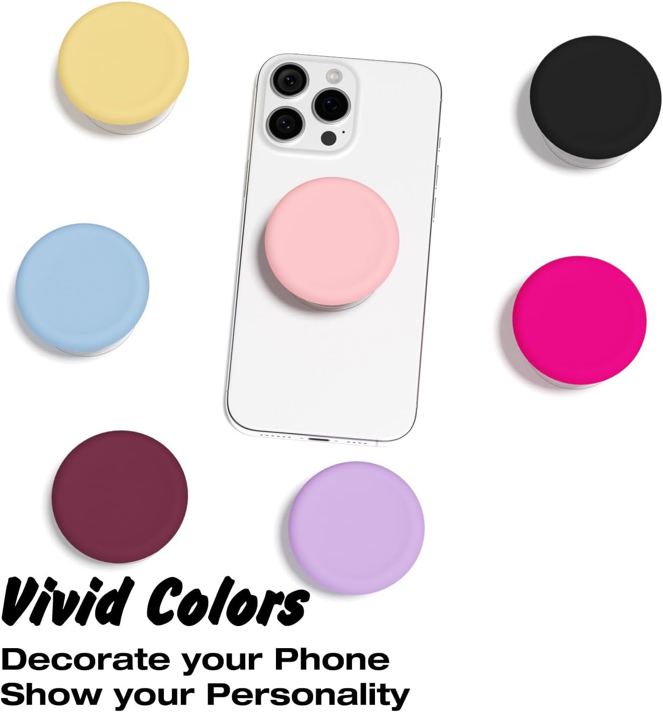 Silicone Adhesive Phone Grip Holder, Cute Collapsible Stick on Cell Phone Grips Stand Kickstand for iPhone Samsung, Slim Thin Matte Solid Color Soft Rubber Sticky Phones Grips, Black - Image 3