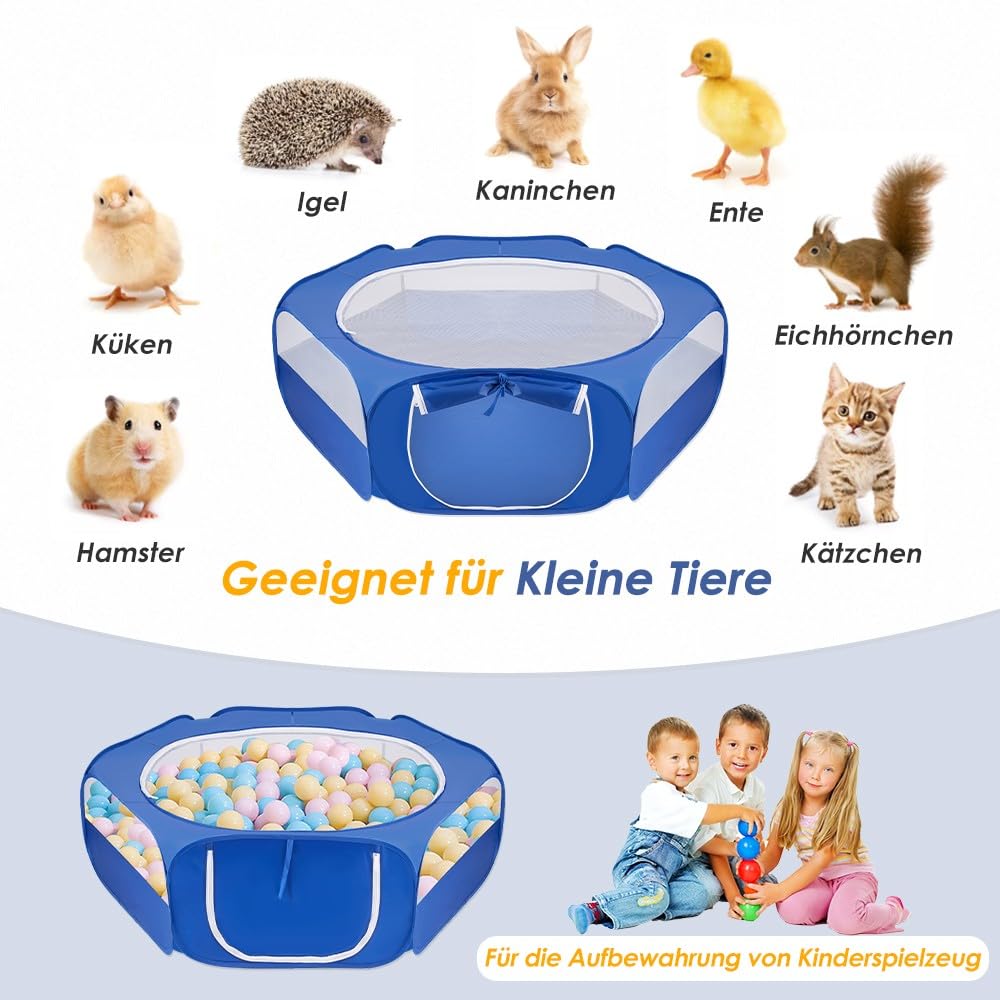 Nasjac Kleintier Laufstall - Wasserdichter und Faltbarer Welpen Freigehege, Atmungsaktives Hofzaun für Hasen Hühner Katzen Welpen Kaninchen Hamster Geeignet für Den Innen und Außenbereich.