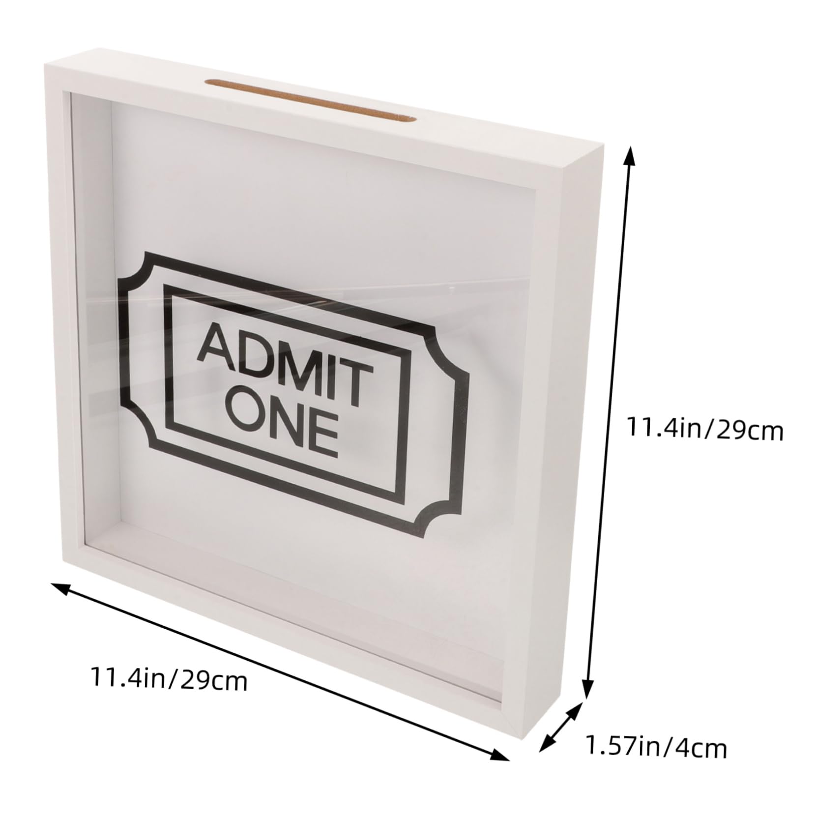 Ciieeo Wooden Ticket Storage Box Space-saving Cash Moneybox for Concerts Keepsakes