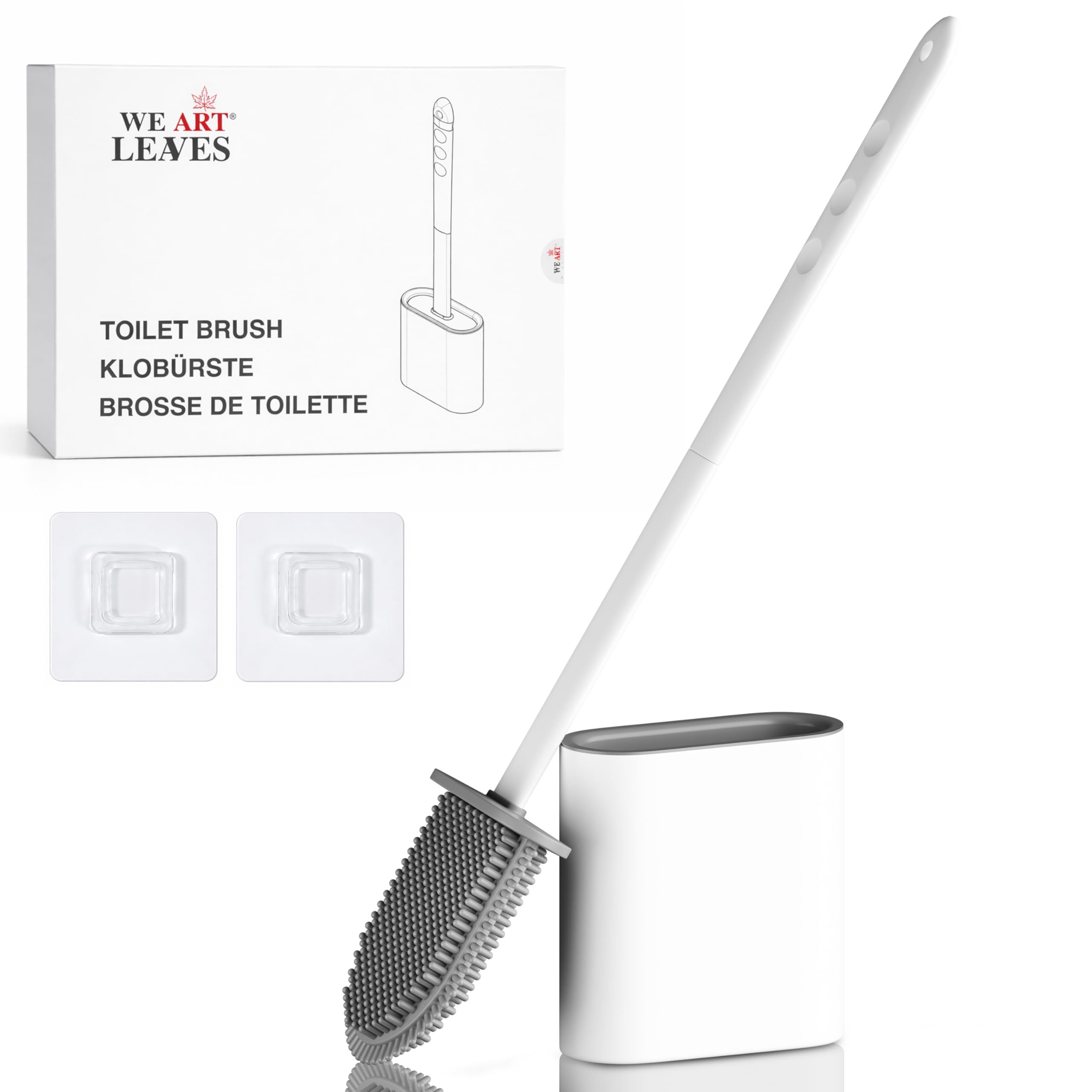 Silicone Toilet Brush and Holder Set – Pack of 1 Wall Mounted Toilet Brush White – Long Non-Slip Handle, Flexible Bristles for Easy Cleaning – Modern Toilet Scrubber Brush-image-43