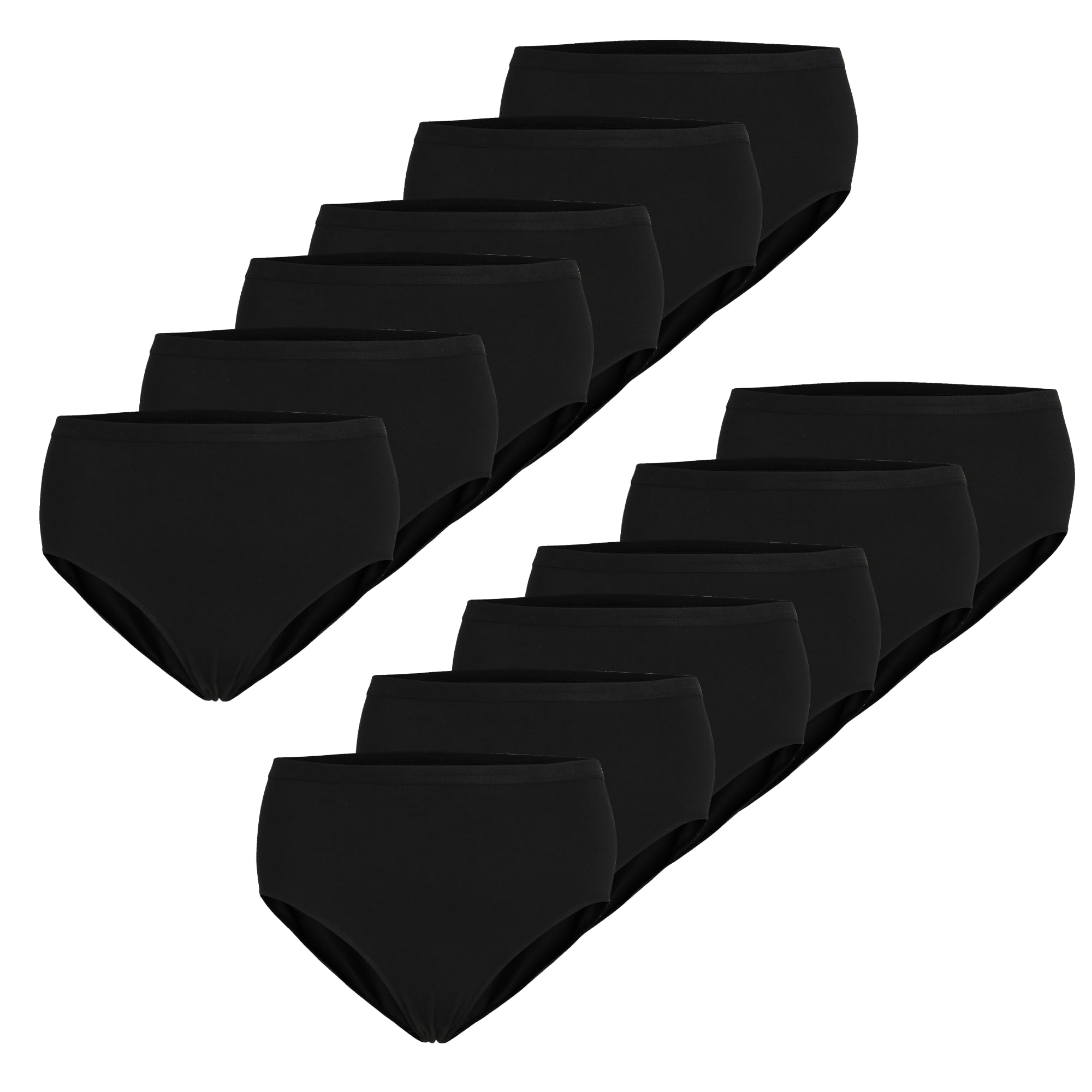 LIABEL Slip Donna in Cotone (Pacco da 6 e 12) Elasticizzato Mutande Midi T25, Certificato Oeko-Tex, Traspirante, Non Lascia segni