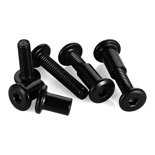 Miniatura 7 de Tornillos para muebles M6 x 1.575 in con tuercas de barril para muebles, cunas, camas, cunas y sillas, acero al carbono, óxido negro, 10 juegos