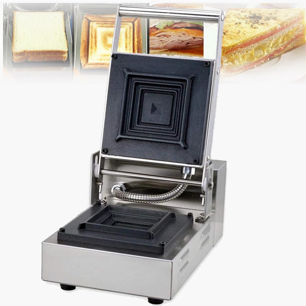 Opiekacz do kanapek i elektryczny grill wewnętrzny, opiekacz do kanapek z nieprzywierającą powierzchnią, pionowe przechowywanie, nieprzywierające, łatwe do czyszczenia ruszty, stal nierdzewna