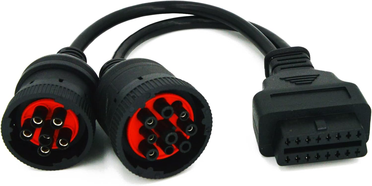 Câble Adaptateur OBD 6+9 Broches Vers 16 Broches - Pour Camions Lourds, Protocoles J1708/J1939, Diagnostic Diesel