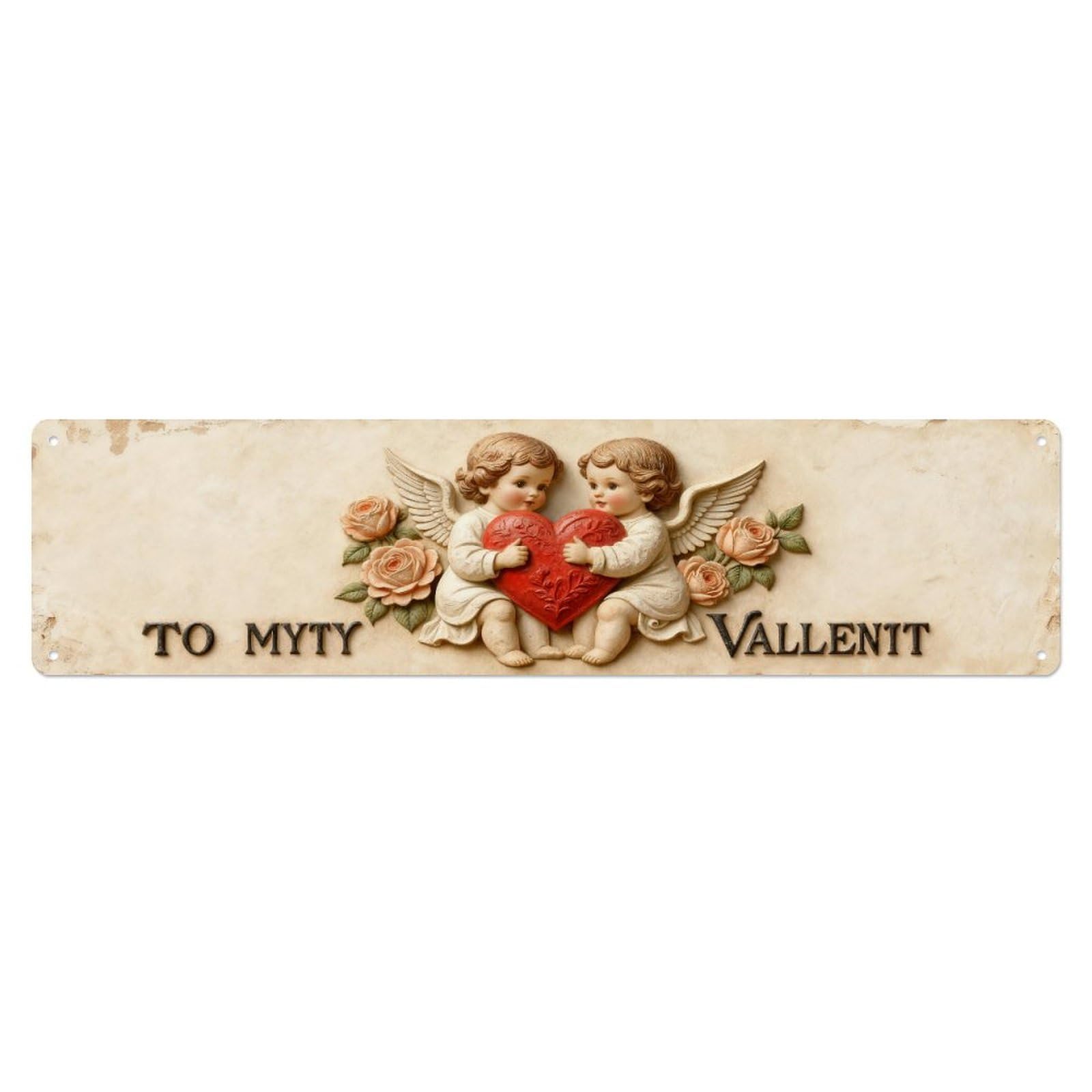 Angel Hearts Roses Wings Love Metal Tin Sign Plaque