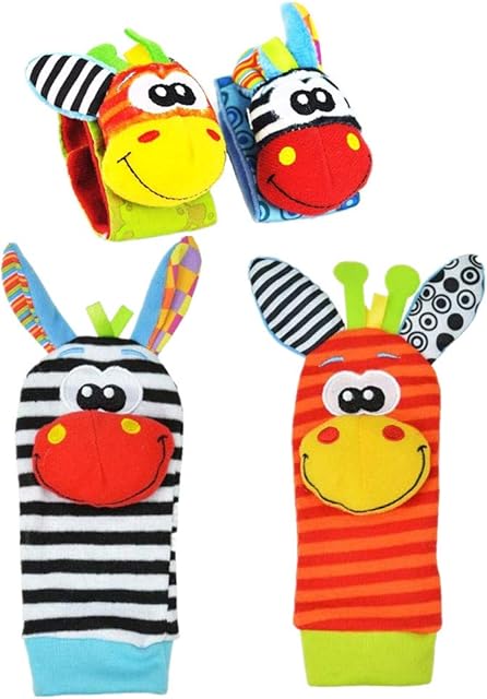 NA 4 Pcs Cute Baby Socks Development Soft Animal Portable Socks for Infant and Toddler One Size Plus mix