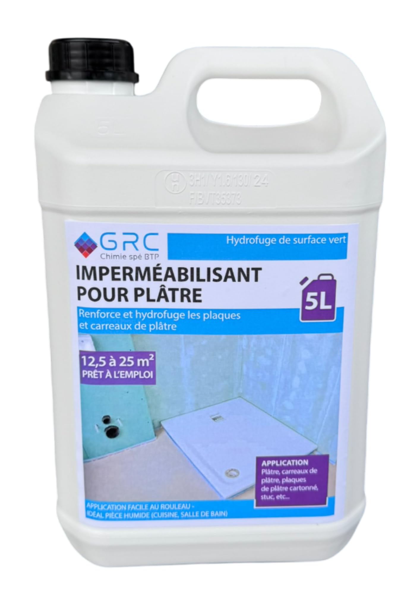 GRC – Imperméabilisant Hydrofuge pour Plâtre 5L – Protection Durable contre l’Humidité – Renforce et Étanchéifie les Supports Poreux – Usage Intérieur