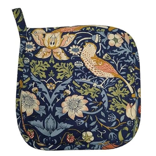 William Morris Strawberry Thief Navy Potholder Quilt