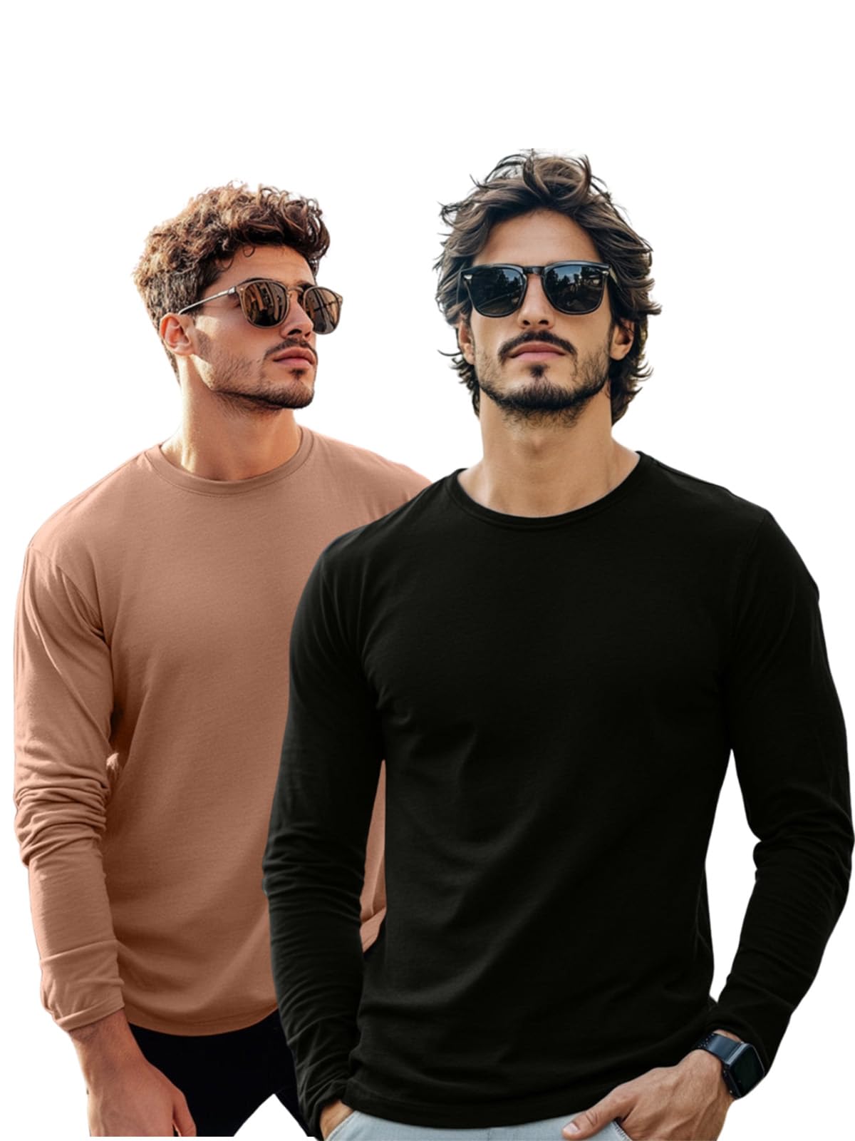 veirdo Pure Cotton Round Neck Regular Fit Solid Full Sleeve T-Shirt Combo for Men & Boys (Pack of 2 Available in Size S to 2XL)-picture-14