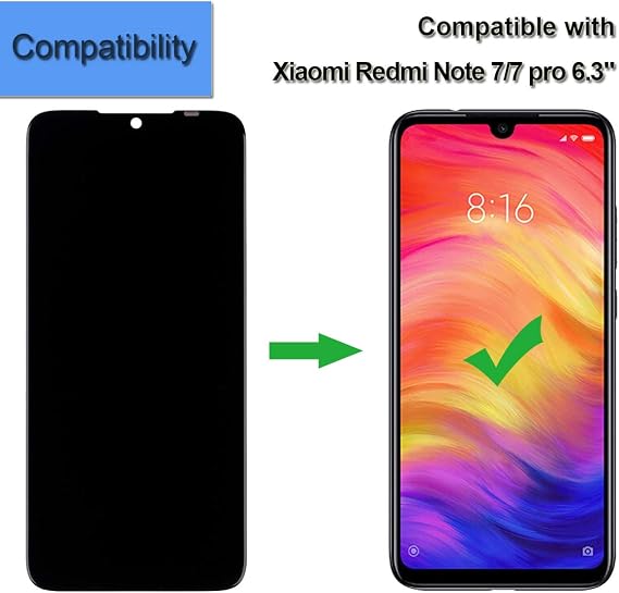 LCD Display Compatible with Xiaomi Redmi Note 7/7 pro 6.3 LCD Touch Screen Display Digitizer Assembly + Tools