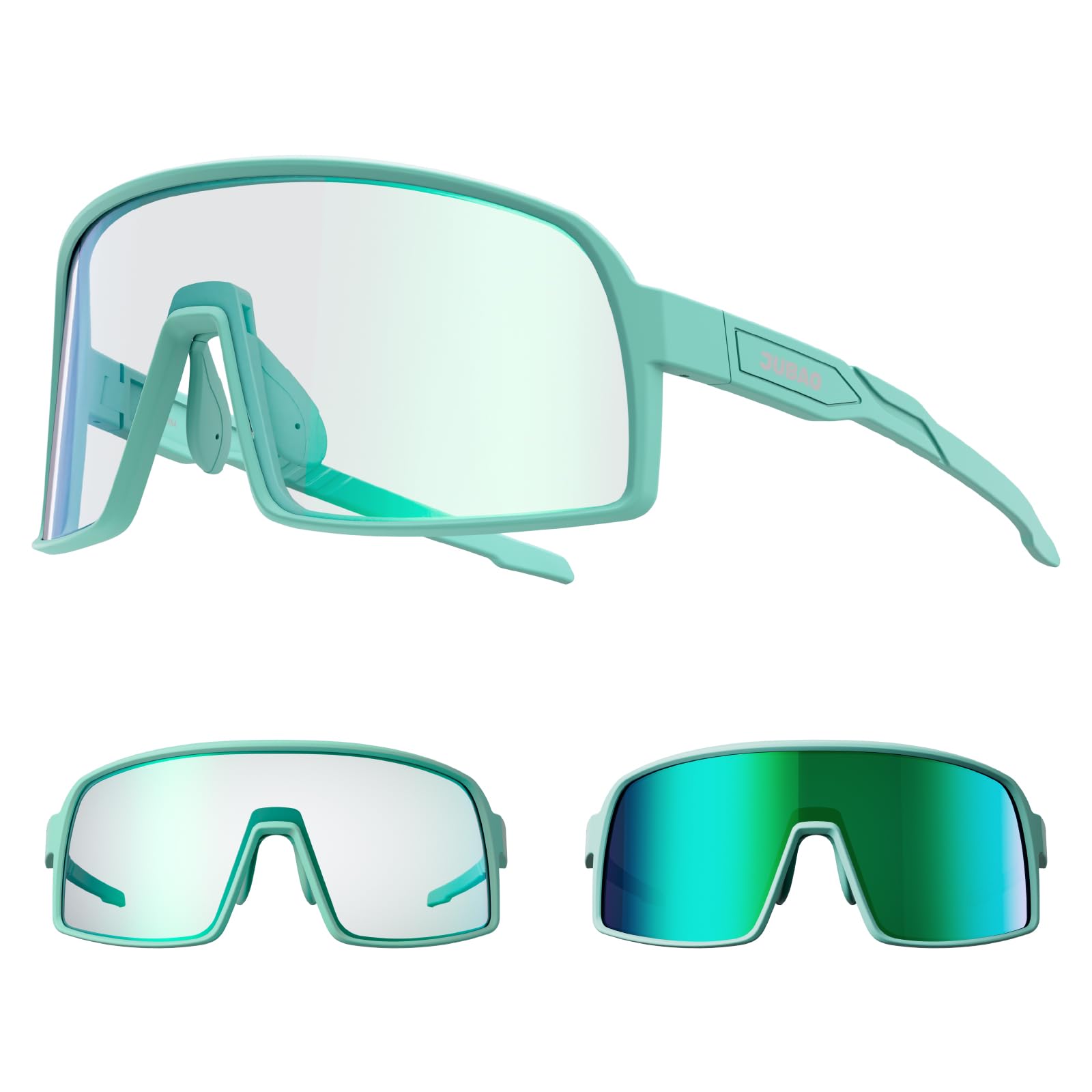 JUBAO Photochromic Cycling Glasses for Men Women, TR90 Unbreakable Frame Clear Sports Glasses UV400 Protection for Cycling Running Golf