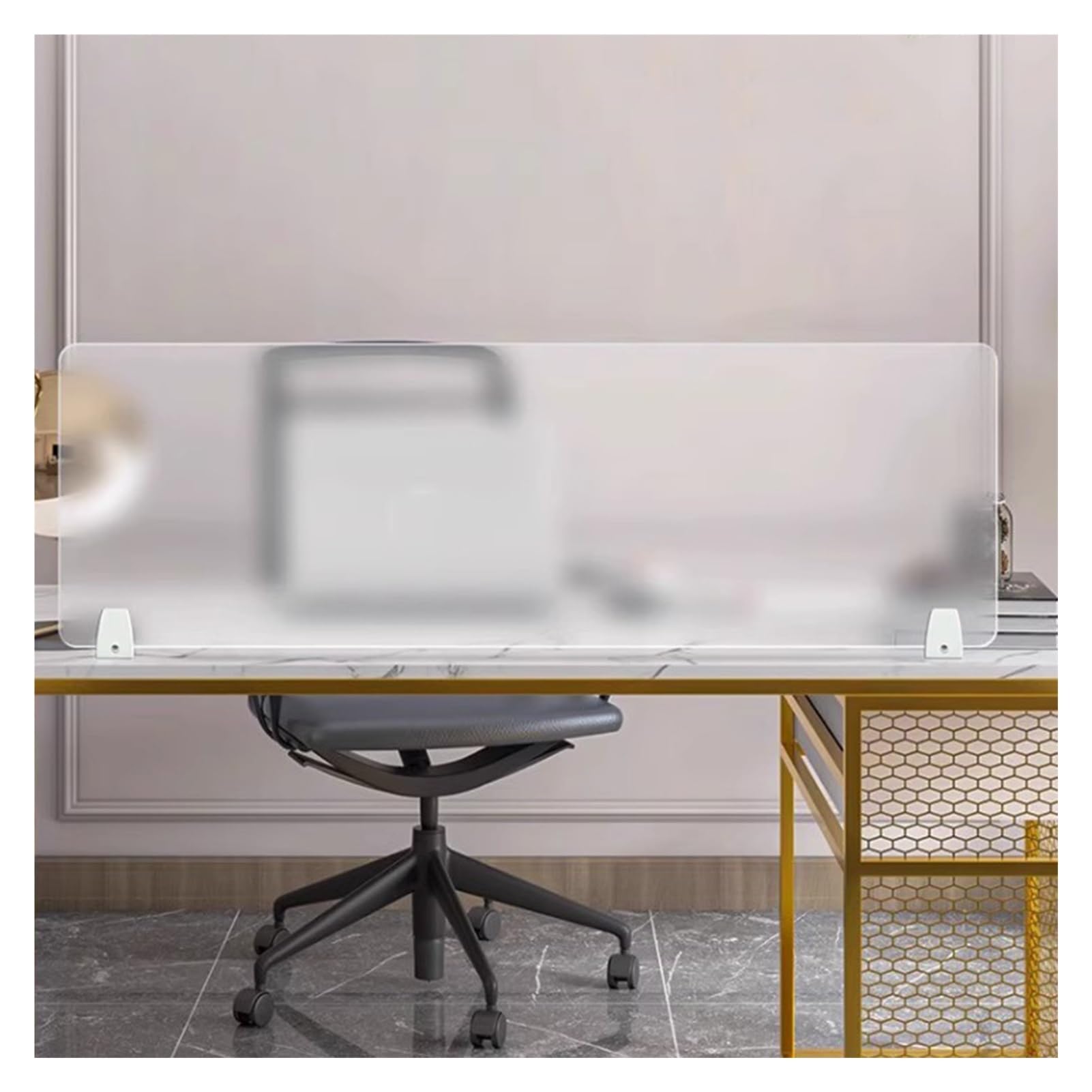 KLGFBDC Clear Acrylic Desk Divider - Clip-Onfor Office Freestanding Acoustic Shield 60x30cm Protective Panel for Enhanced Workspace Privacy