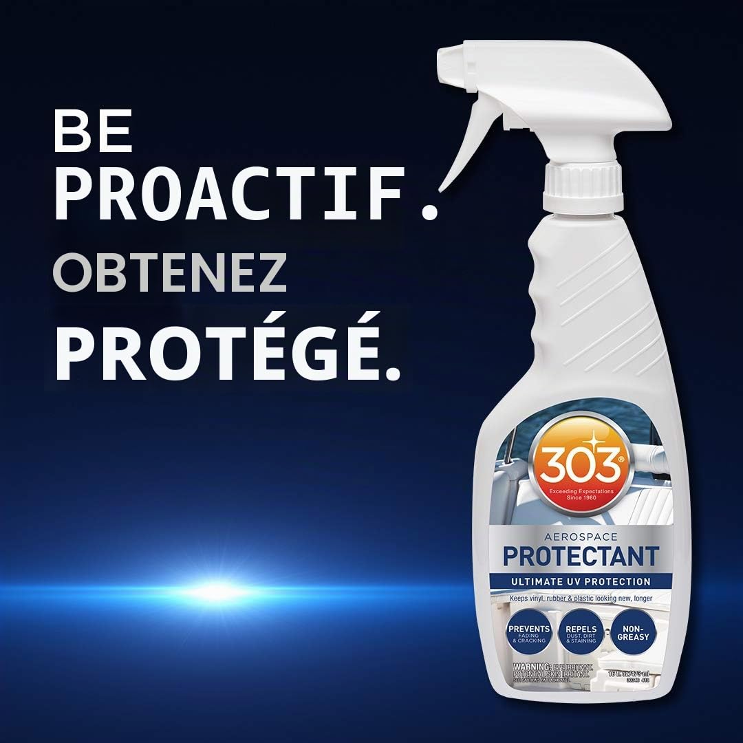 303 (30340) Marine Aerospace Protectant Spray de protection UV pour bateau, vinyle, caoutchouc et plastique Finition mate 473 ml + gants en nitrile Fiwiko gratuits