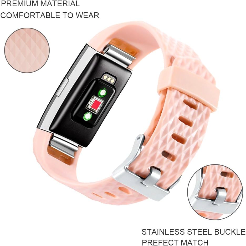 FunBand for Charge 2 Strap Bands,Classic Edition Soft Silicone Sport Adjustable Replacement Accessory Bracelet Straps for Charge 2 Fitness Activity Wristband (1-Pack Pink) - Image 3