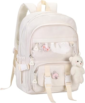 Phaoullzon Kawaii Backpack for Girls School Bookbag Cute Anime Backpacks with Pins and Pendant