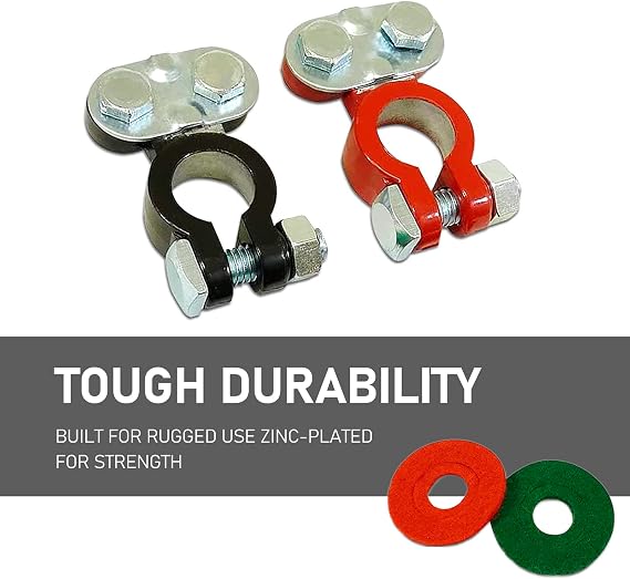 2 PCS Cable Terminal Clamp Connectors, Cables Terminal Connectors Kit, Fit for Cars, Vans, Trucks (Silver)