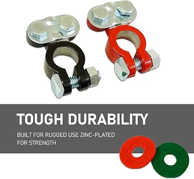2 PCS Cable Terminal Clamp Connectors, Cables Terminal Connectors Kit, Fit for Cars, Vans, Trucks (Silver)