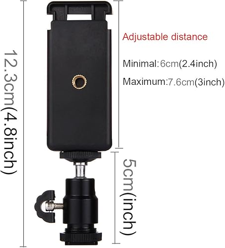 Miniatura 8 de HAIQUANDJS Soporte de zapata caliente para cámara con rotación de 360, adaptador de montaje de trípode ligero para teléfono celular con clip para
