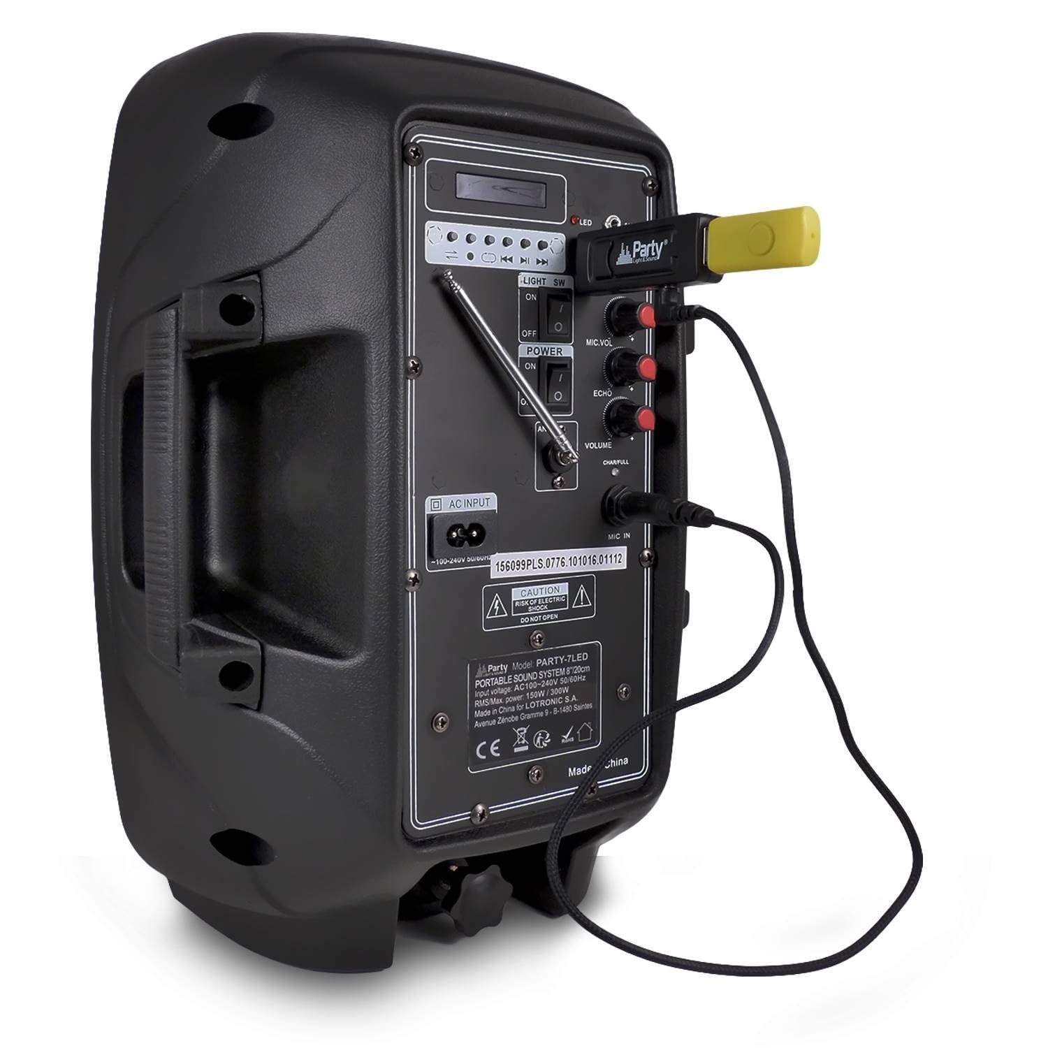 Party Sound & Light Sono Micro Main sans Fil avec écran Digital UHF Via USB - PA Sono DJ LED+Clé USB 32G