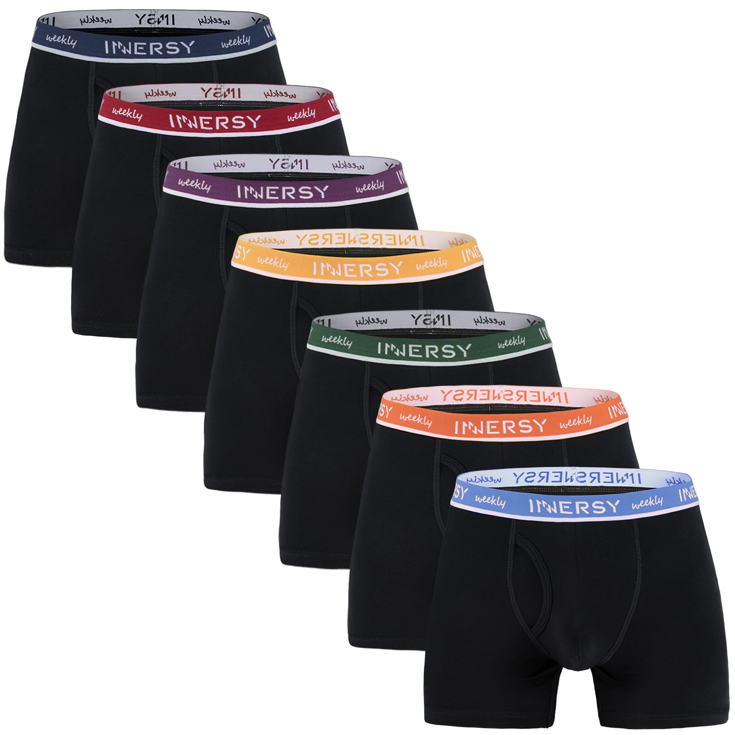 Mens Boxer Shorts Cotton Open Fly Underwear Trunks Multipack Rainbow Sports Briefs Pack of 7