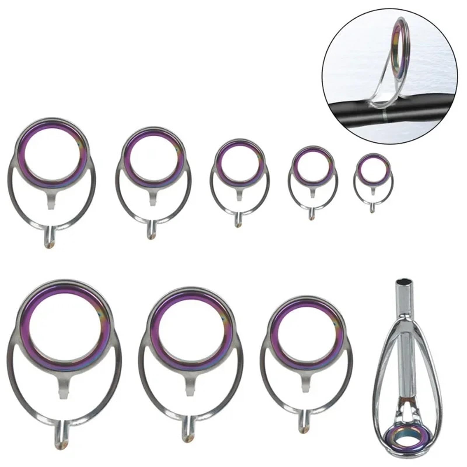 Kit Réparation Canne à Pêche 7 Pièces | Guides, Anneaux, Pointe, Tiptop - Neuf