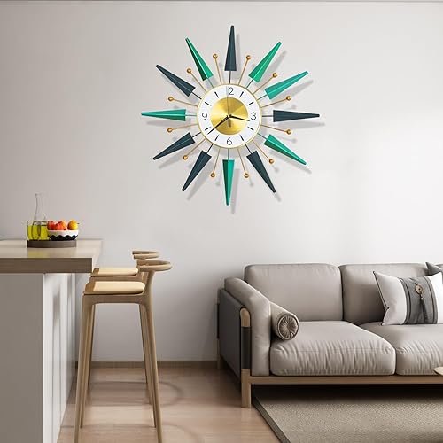 Miniatura 4 de Reloj grande silencioso de mediados de siglo sin tictac, reloj de pared grande de 23.6 pulgadas decorativo de metal, decoración moderna para el