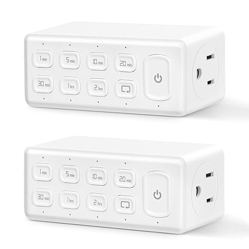 TOPELER Countdown Timer Dual Outlet, Programmable Electrical Timers Outlets with
