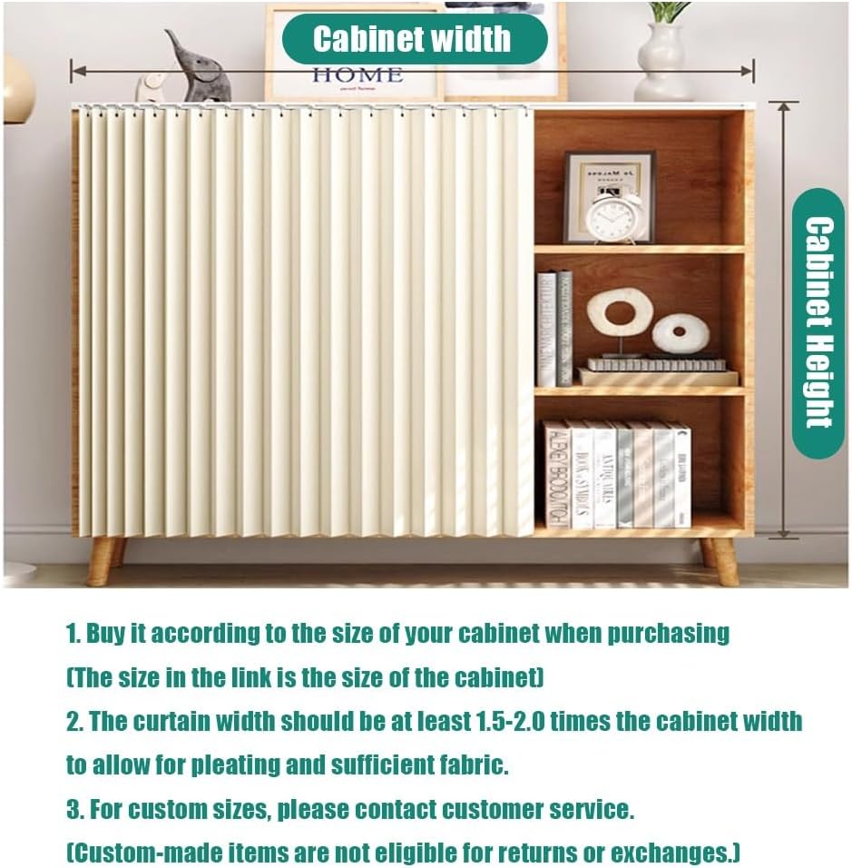 Closet Curtain for Open Closet Dustproof Blackout Cabinet Curtain with Self-Adhesive Track, Privacy Skirt for Shelf, Bookcase, Under Sink, Washer(Blue,60 * 80CM)