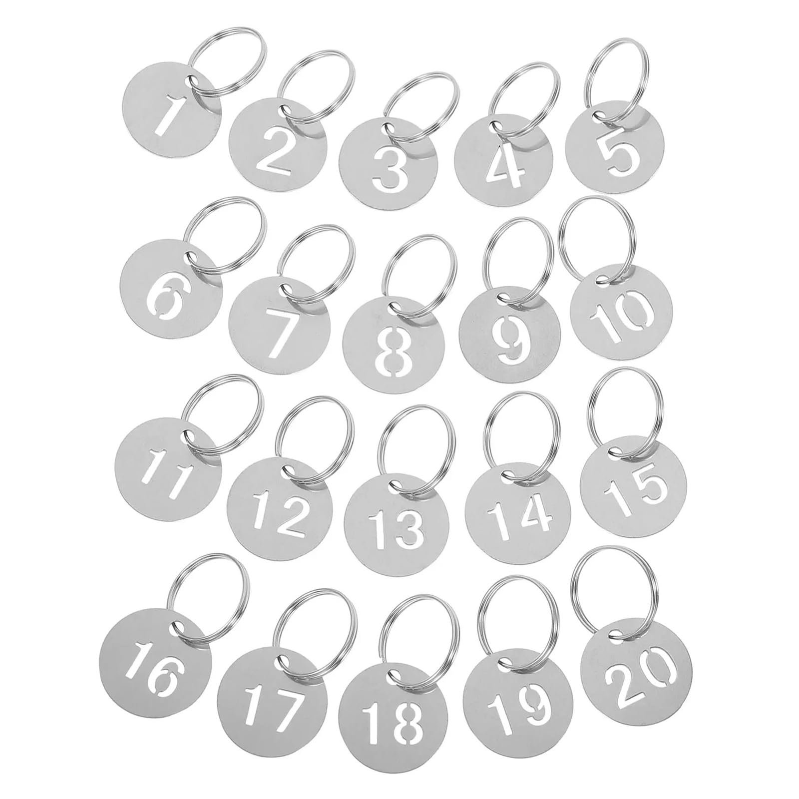 zawieszki na klucze ze stalowymi etykietami, Metalowe zawieszki z numerami 30 szt. Okrągłe na klucze 23 mm pierścieniami 1-30
