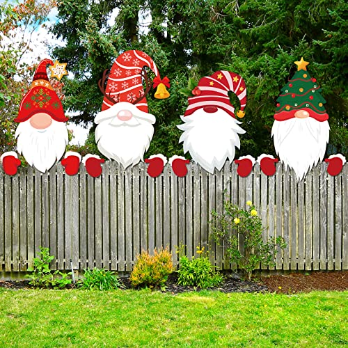 4 Stück Weihnachtszaun Peeker Dekoration Peeking Garten Hof...